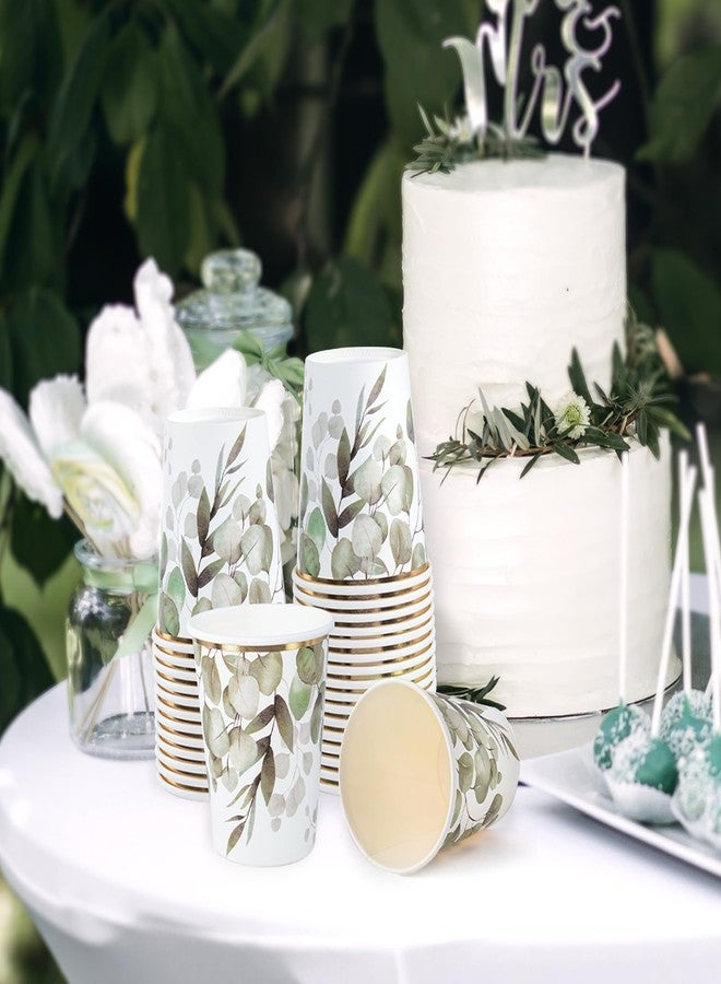 WRAPAHOLIC 50 Pcs Greenery Paper Cups - 9 oz Eucalyptus Disposable Cups, Coffee Cups, Hot/Cold Beverage Drinking Cups for Water Juice, Perfect for Home, Office and Party Supplies - Image 4