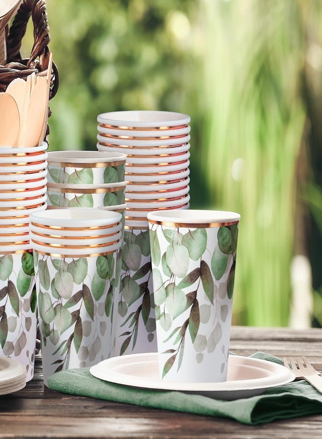 WRAPAHOLIC 50 Pcs Greenery Paper Cups - 9 oz Eucalyptus Disposable Cups, Coffee Cups, Hot/Cold Beverage Drinking Cups for Water Juice, Perfect for Home, Office and Party Supplies - Image 5