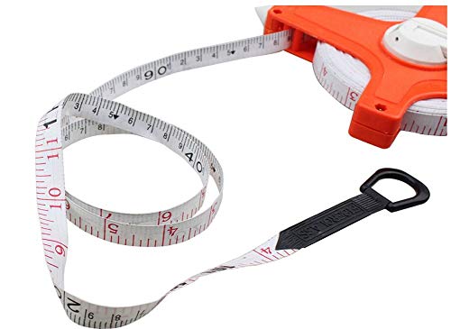 Yima Open Reel Fiberglass Tape Measure, 330 Feet/100 Meters, Orange, Inch/Metric Scale, Slide Lock - Image 2