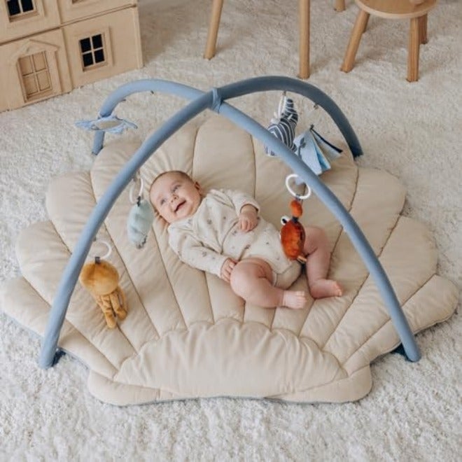 Blissful Diary Shell Baby Play Gym Mat, Softer & Enlarged Tummy Time Mat w 6 Detachable Toys for Sensory & Motor Skill Development, Activity Mat for Newborn Essentials Shower Gift, Boho Ocean Theme - Image 3