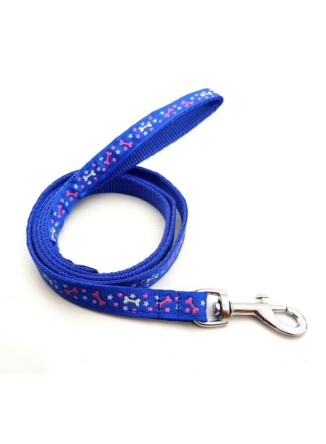 طقم طوق ومقود من النايلون مقاس 15 مم مطبوع عليه صورة جرو مع جرس، طوق ومقود بإبزيم قابل للتعديل، مثالي للتدريب/المشي مع الكلاب الصغيرة والمتوسطة الحجم (أزرق، نمط 02) - Image 3