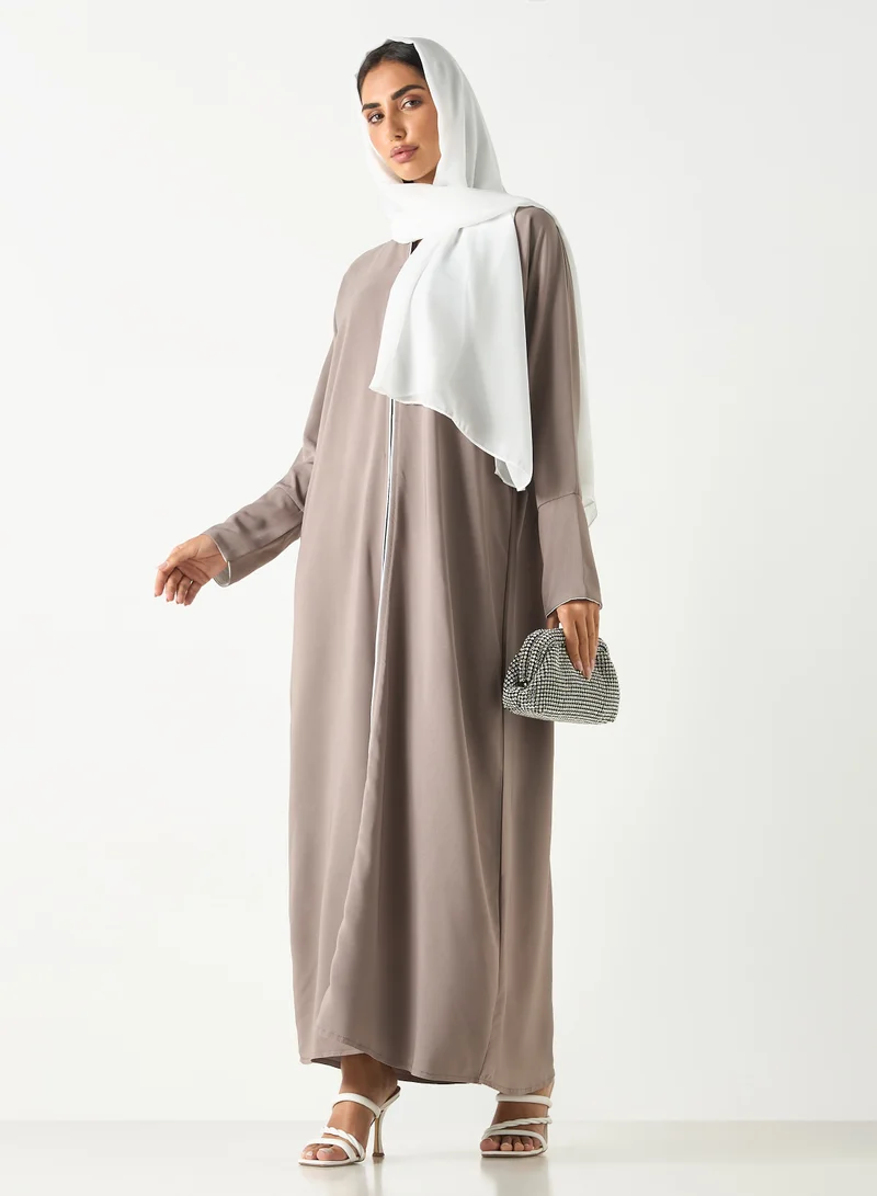 Hadiyath Al Madinah Classic Taupe Abaya - HM