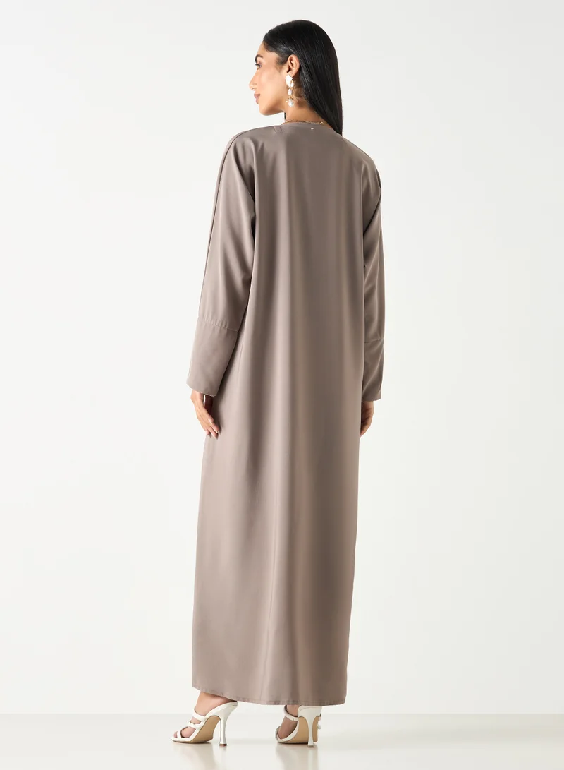 Hadiyath Al Madinah Classic Taupe Abaya - HM