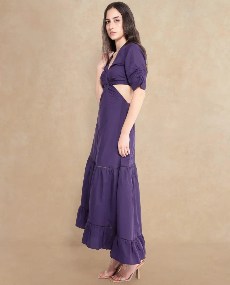 Rareism Women's V-Neck Asymmetrical Cut Out Detail Dress