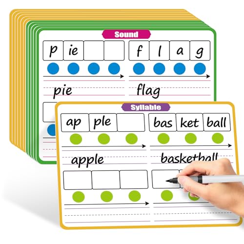 PraxiKidy 12 Pack Phonemic Awareness Dry Erase Flash CardPhonics Games Science Reading Manipulative Speech Therapy Material Elkonin Box 1st Grade Classroom Must Haves Teacher Homeschool Supplies - Image 1