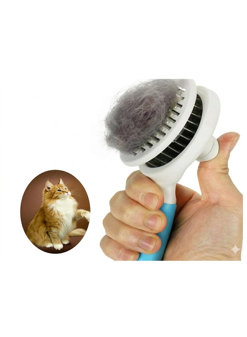 Self-Cleaning Slicker Brush for Dogs & Cats - One-Click Pet Grooming Tool - Removes Loose Hair & Tangles for All Coat Types - Image 1