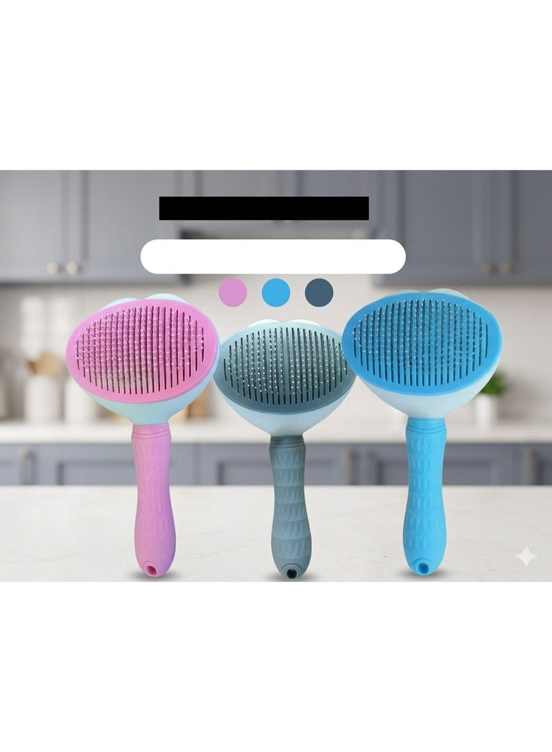 Self-Cleaning Slicker Brush for Dogs & Cats - One-Click Pet Grooming Tool - Removes Loose Hair & Tangles for All Coat Types - Image 2