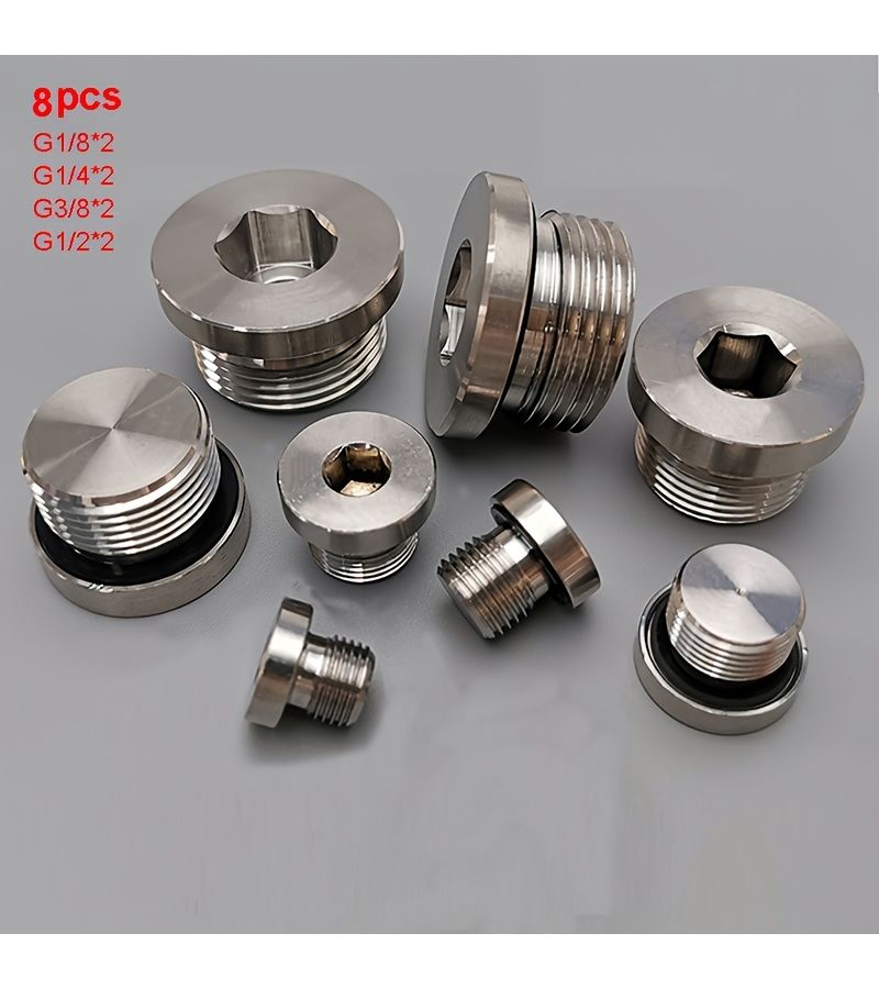 8pcs Galvanized Carbon Steel BSPP Threaded Plugs with EPDM Seals Hexagonal Sealing Plug for Hydraulic Pneumatic and Water Pipe Industrial Plumbing Fittings G1 8 G1 4 G3 8 G1 2 - Image 1