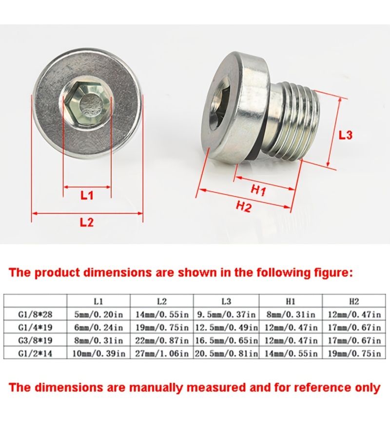 8pcs Galvanized Carbon Steel BSPP Threaded Plugs with EPDM Seals Hexagonal Sealing Plug for Hydraulic Pneumatic and Water Pipe Industrial Plumbing Fittings G1 8 G1 4 G3 8 G1 2 - Image 2