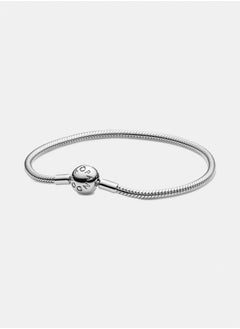 Snake Chain Silver Bracelet with Round Clasp 2174