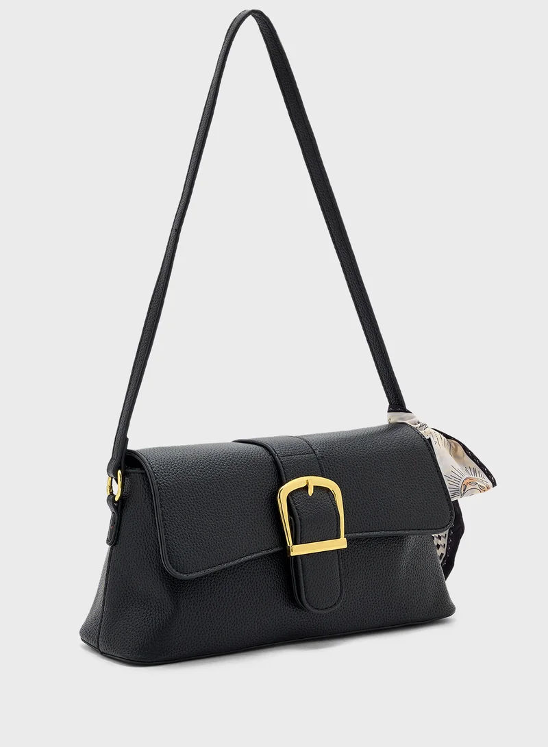 ELLA Scarf Detail Shoulder Bag With Long Strap