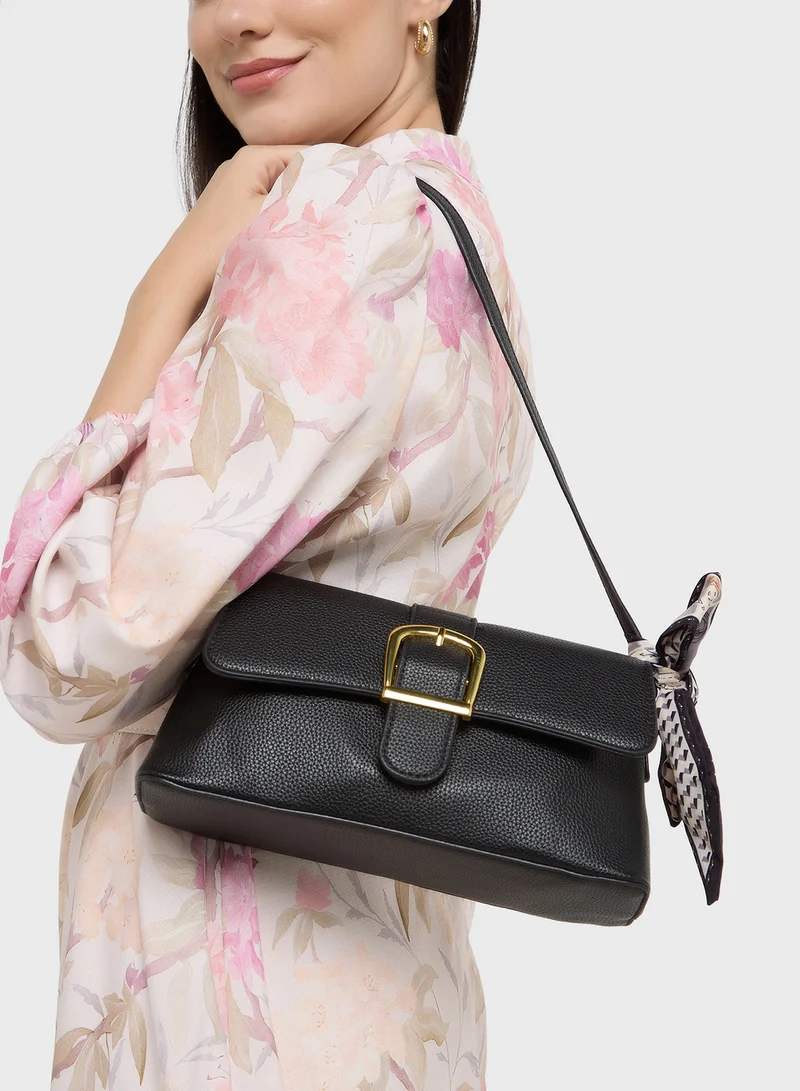 ELLA Scarf Detail Shoulder Bag With Long Strap