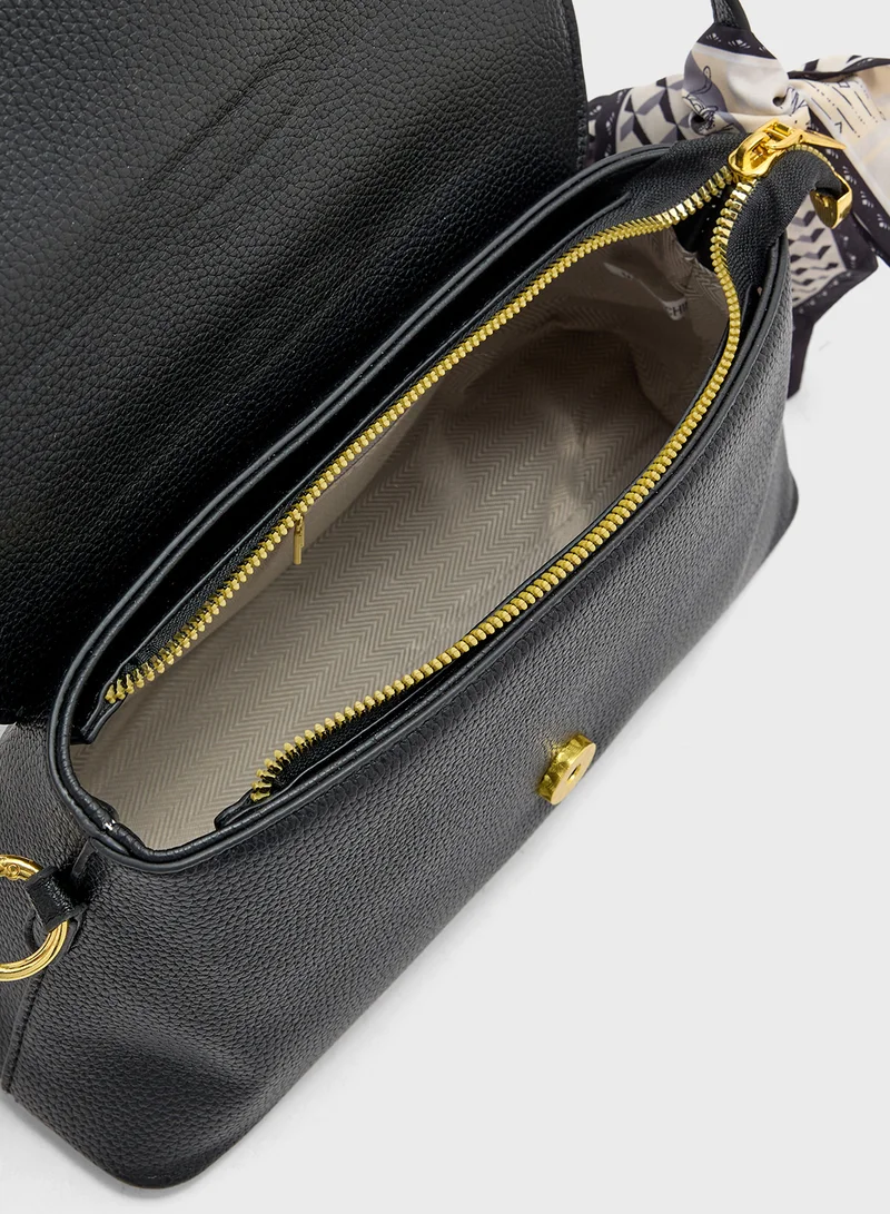 ELLA Scarf Detail Shoulder Bag With Long Strap