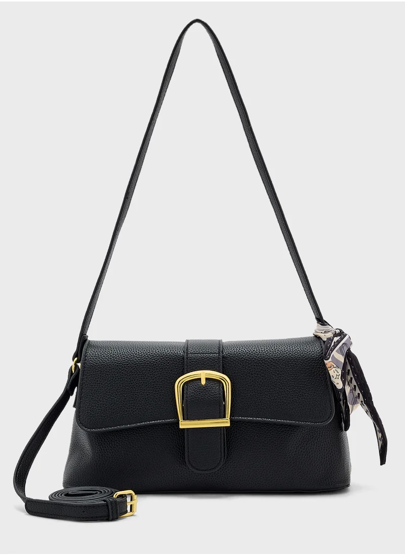 ايلا Scarf Detail Shoulder Bag With Long Strap