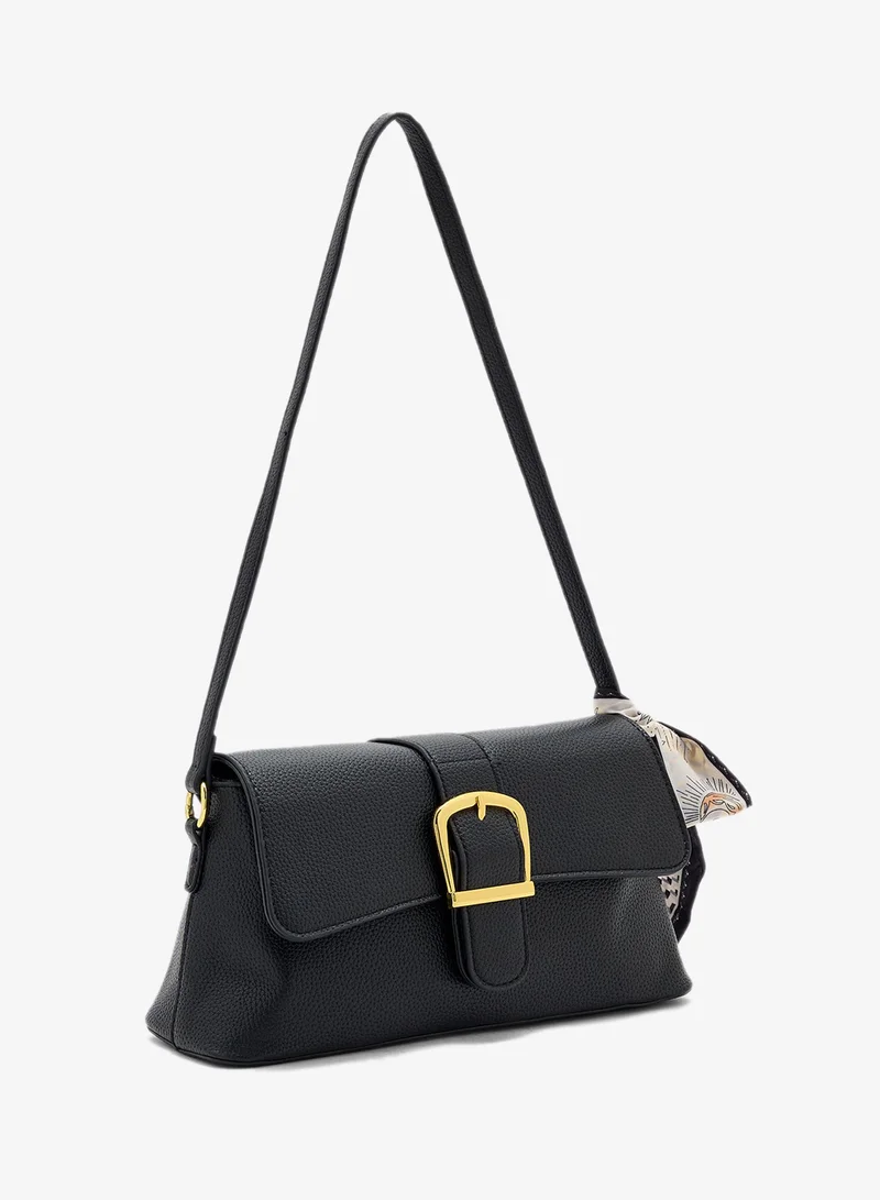 ELLA scarf detail shoulder bag with long strap