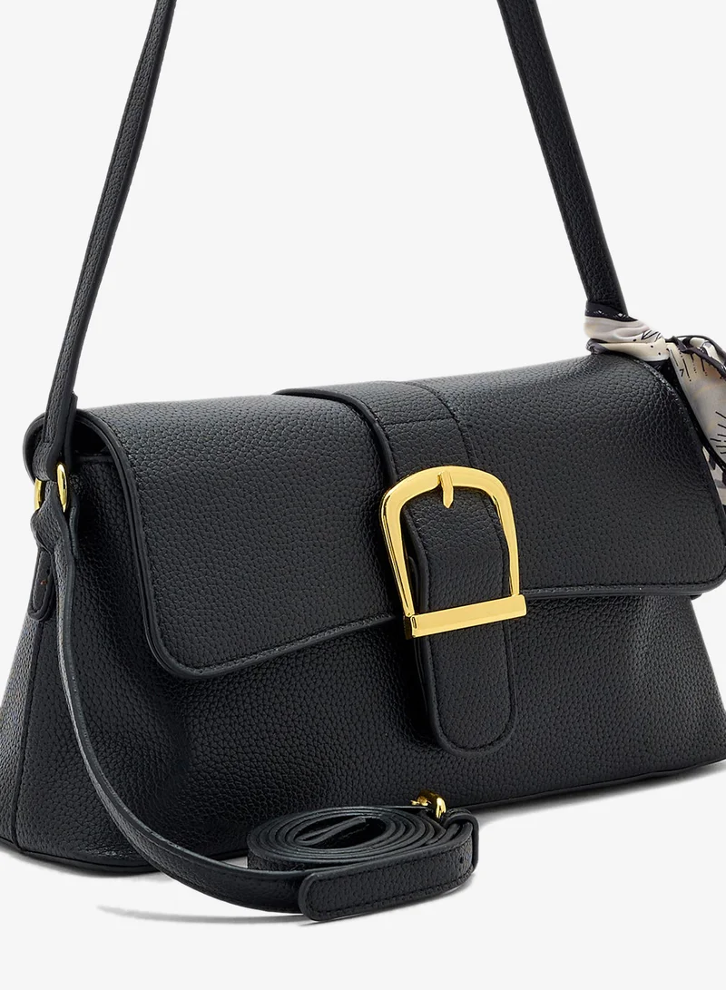 ELLA scarf detail shoulder bag with long strap