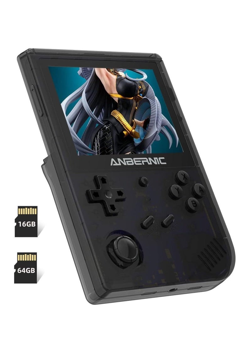 ANBERNIC  - RG351V Handheld Game Console, Plug & Play Video Games Supports Double TF Extend 256GB, Portable Game Console 3.5 Inch IPS Screen 2521 Games (Black) - Image 1