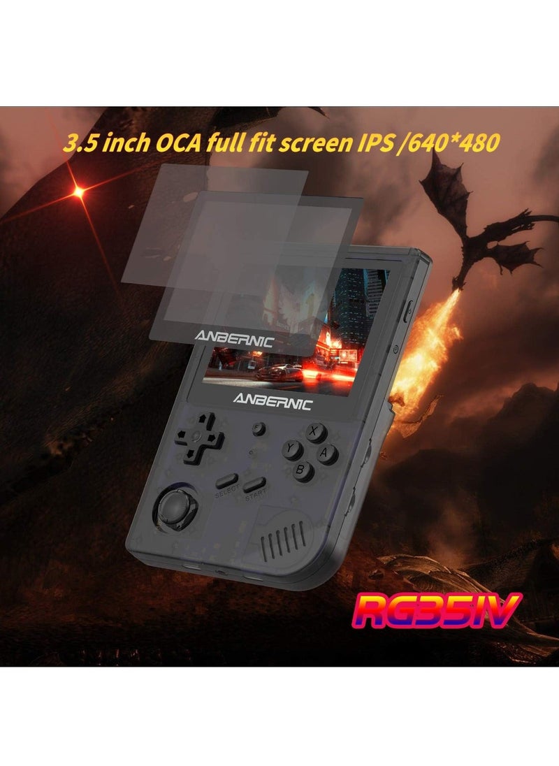 ANBERNIC  - RG351V Handheld Game Console, Plug & Play Video Games Supports Double TF Extend 256GB, Portable Game Console 3.5 Inch IPS Screen 2521 Games (Black) - Image 1