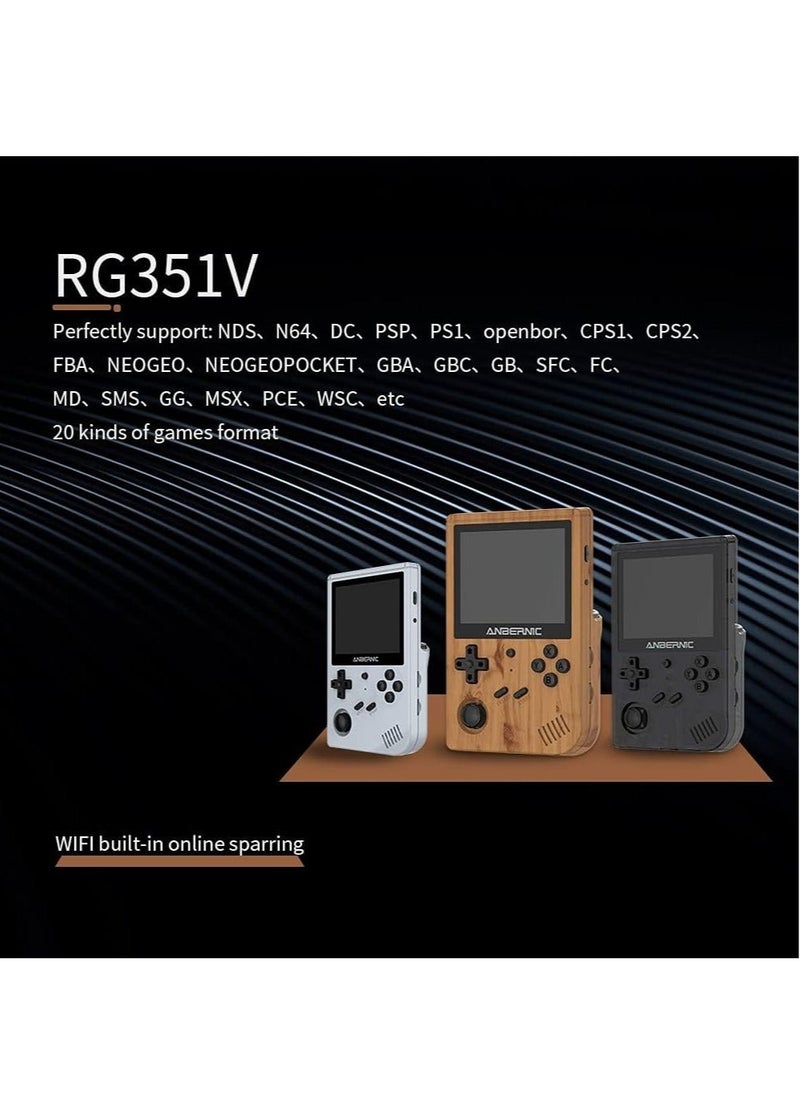 ANBERNIC  - RG351V Handheld Game Console, Plug & Play Video Games Supports Double TF Extend 256GB, Portable Game Console 3.5 Inch IPS Screen 2521 Games (Black) - Image 1