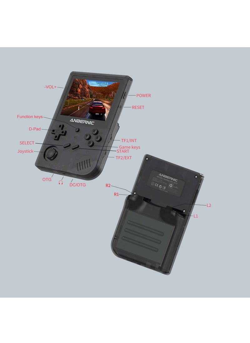ANBERNIC  - RG351V Handheld Game Console, Plug & Play Video Games Supports Double TF Extend 256GB, Portable Game Console 3.5 Inch IPS Screen 2521 Games (Black) - Image 1