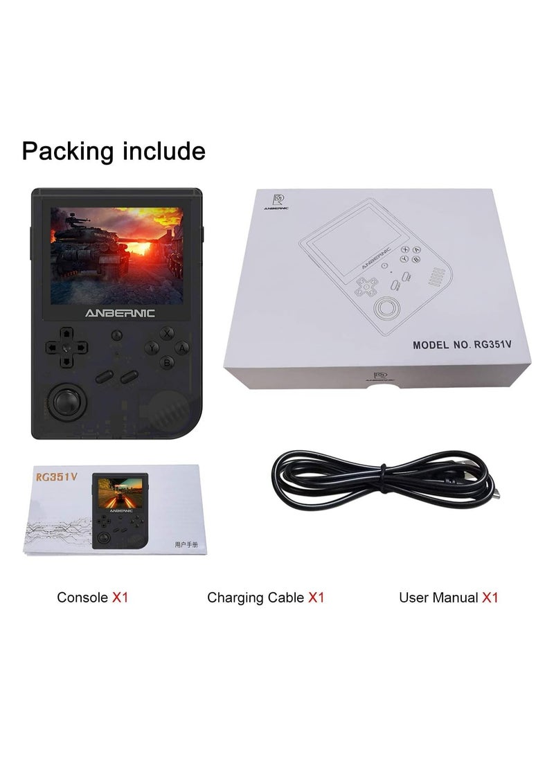 ANBERNIC  - RG351V Handheld Game Console, Plug & Play Video Games Supports Double TF Extend 256GB, Portable Game Console 3.5 Inch IPS Screen 2521 Games (Black) - Image 1