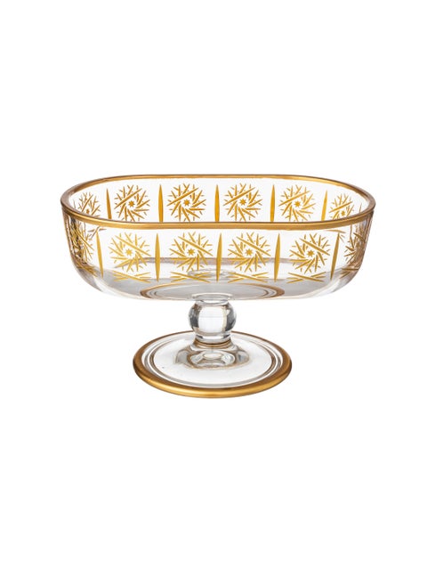 Turkish Glass Serving Dish With Base For Sweets, Fruits And Nuts, Multi-Use, Size 17*5*11 Cm