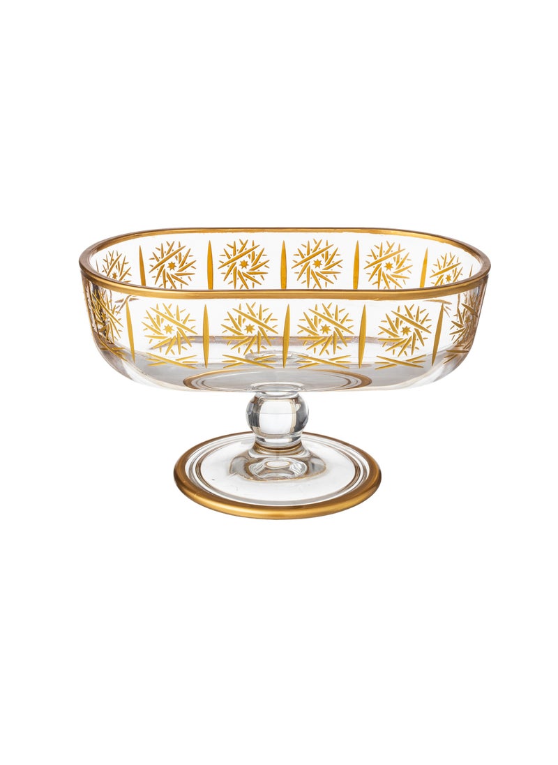 byblos Turkish Glass Serving Dish With Base For Sweets, Fruits And Nuts, Multi-Use, Size 17*5*11 Cm  - Image 1