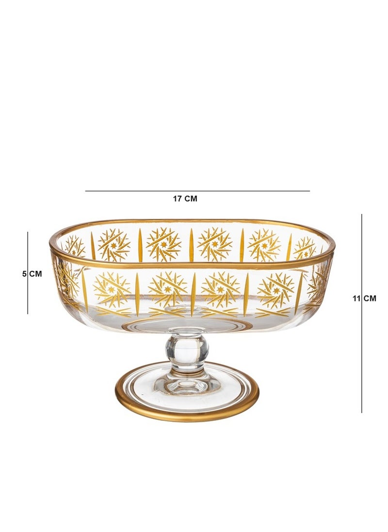 byblos Turkish Glass Serving Dish With Base For Sweets, Fruits And Nuts, Multi-Use, Size 17*5*11 Cm  - Image 2