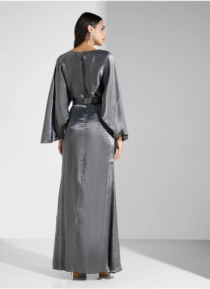 جولدن ابل SHIMMER WRAP TIED MAXI DRESS