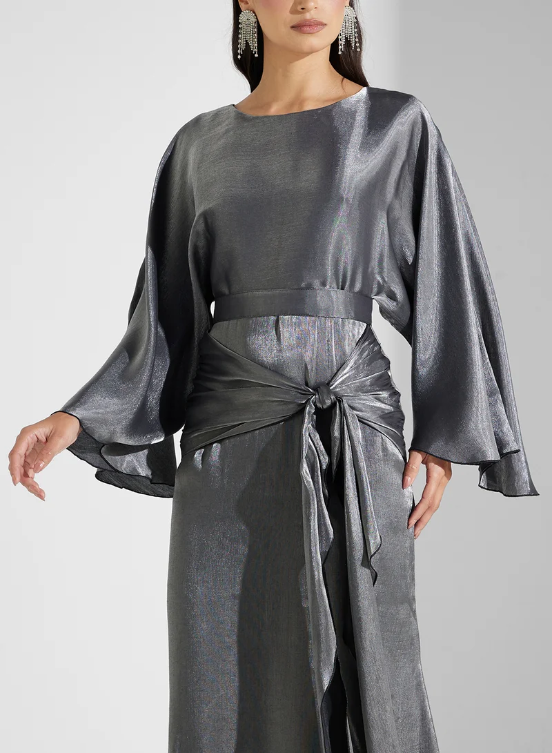 Golden Apple Metallic Tie-Waist Dress