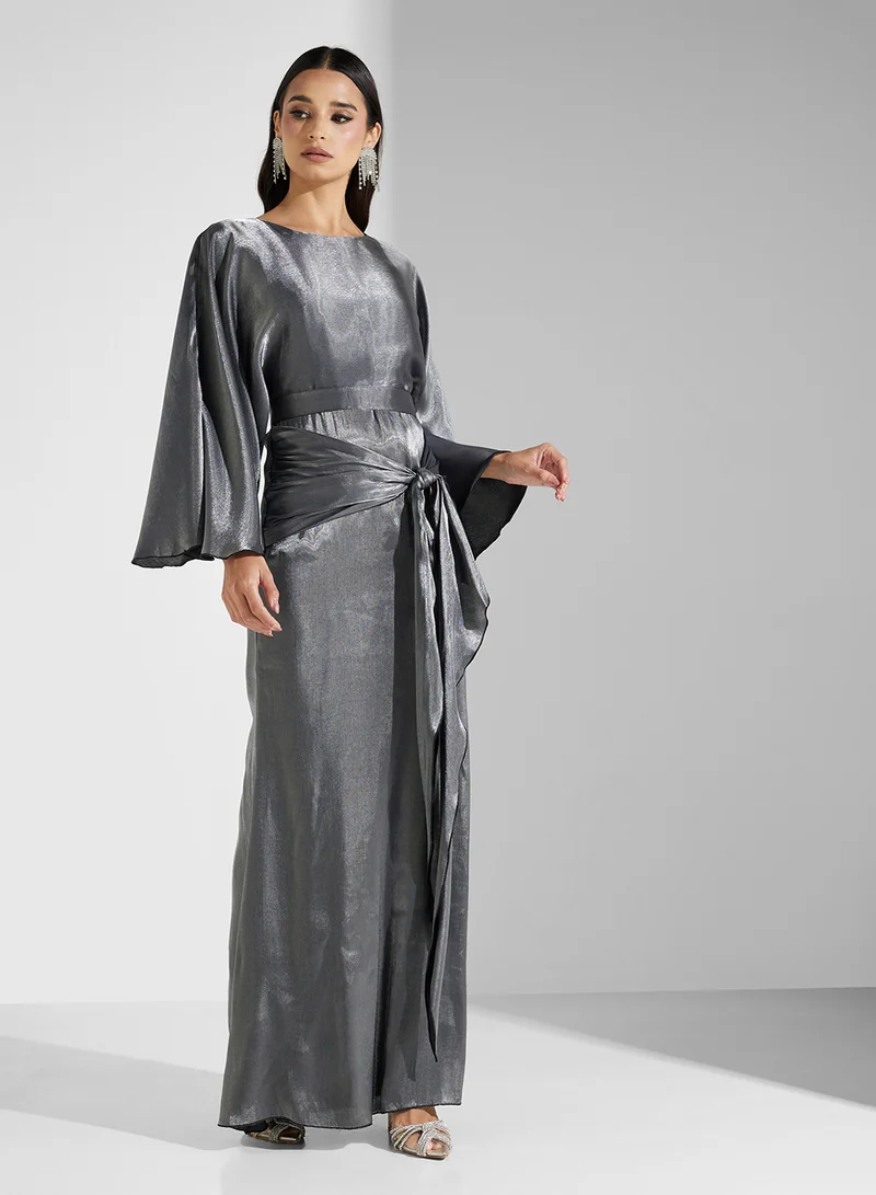 Golden Apple Metallic Tie-Waist Dress