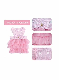 Generic Pet Dog Dress for Girl and Boy Doggy Cats Rabbit Fancy Adorable Striped Mesh Dress Princess Petite Vest Doggie Bowknot Dresses for Small Dogs Pomeranian Chihuahua Skirt Pet Puppy (Pink L)  - Image 4