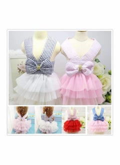 Generic Pet Dog Dress for Girl and Boy Doggy Cats Rabbit Fancy Adorable Striped Mesh Dress Princess Petite Vest Doggie Bowknot Dresses for Small Dogs Pomeranian Chihuahua Skirt Pet Puppy (Pink L)  - Image 5