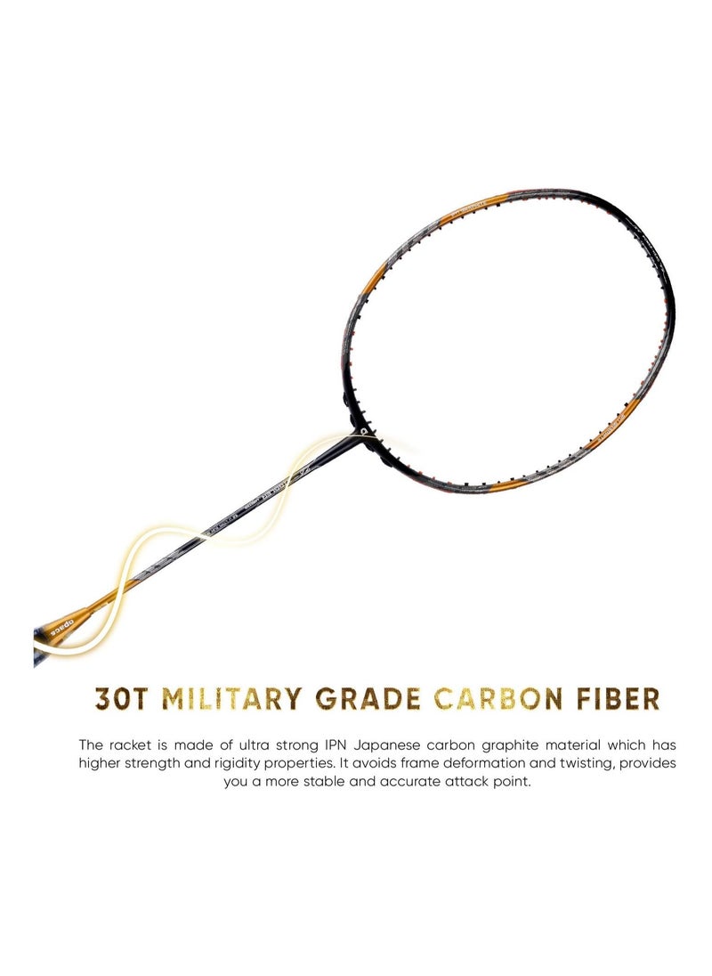 Apacs - Z-Ziggler Limited Edition 38LBS Unstrung Badminton Racket | 6.2mm Slim Shaft | Japanese carbon graphite | G2 Grip (Gold) - Image 1