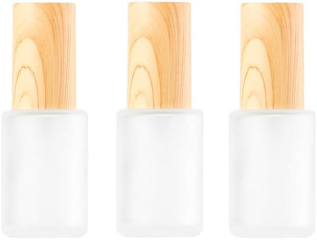 3 قطع 30 مل 1 أونصة زجاجات مضخة غير لامعة زجاجة مضخة للسفر زجاجة لوشن حاوية سفر موزع صابون زجاجات أدوات النظافة مع غطاء بتصميم خشبي للشامبو والكريم والسوائل والزيوت الأساسية