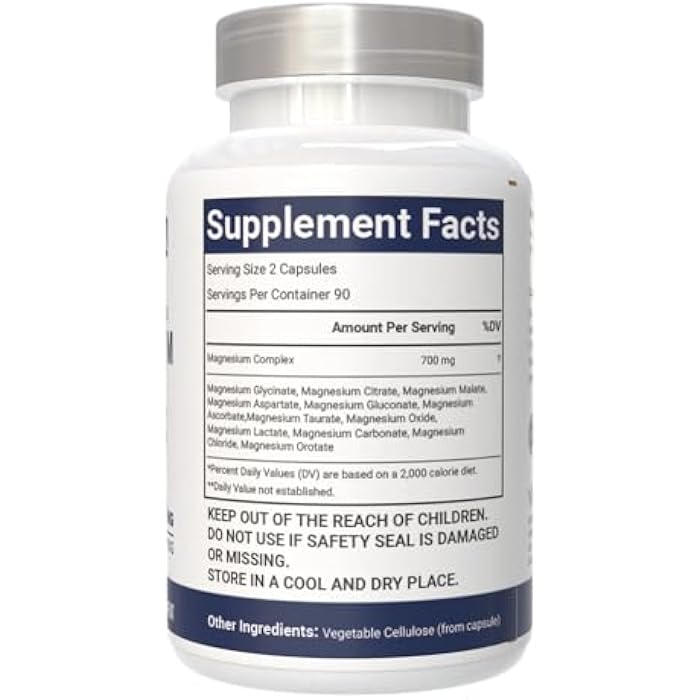 VitaCosmoX Magnesium Complex 700mg – 12-in-1 Magnesium Supplement with Glycinate, Citrate, Malate, Oxide, Taurate & More – High Absorption, 180 Capsules, 90 Servings, Non-GMO - Image 5