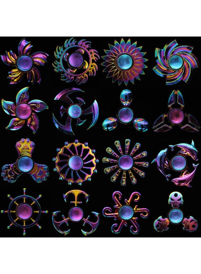 Explosions Zinc Alloy Electroplating Colorful Fingertip Gyro Metal Finger Gyro Decompression Rotating Toys Wholesale-Color:41 Lotus  - Image 2