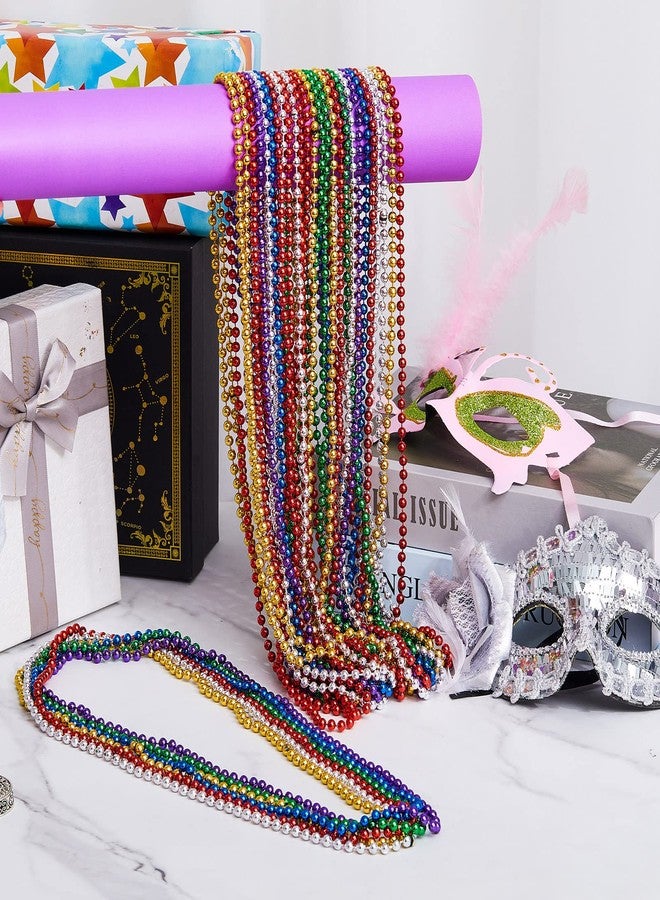 Henoyso 240 Pcs Mardi Gras Bead Necklaces Bulk 6 Color 32'' 6mm Bead Necklace Party Favors Parade Throws Bulk Metallic Mardi Gras Accessories for Wedding Birthday Decorations (Multi Colors) - Image 4