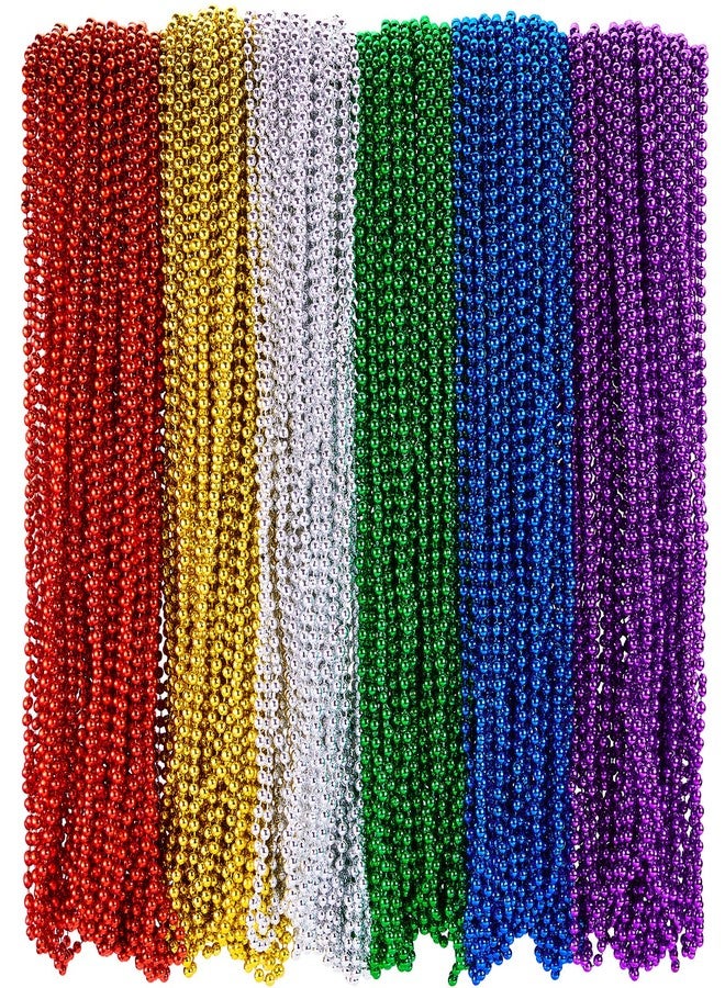 Henoyso 240 Pcs Mardi Gras Bead Necklaces Bulk 6 Color 32'' 6mm Bead Necklace Party Favors Parade Throws Bulk Metallic Mardi Gras Accessories for Wedding Birthday Decorations (Multi Colors) - Image 1