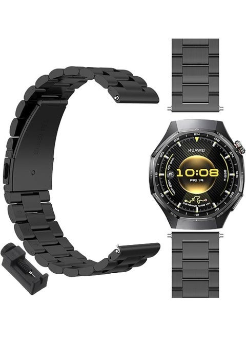Stainless Steel Strap Compatible with Huawei Watch GT 6 and Huawei Watch GT 6 Pro, Wear-Resistant and Rust-Resistant Stainless Steel Strap Black
