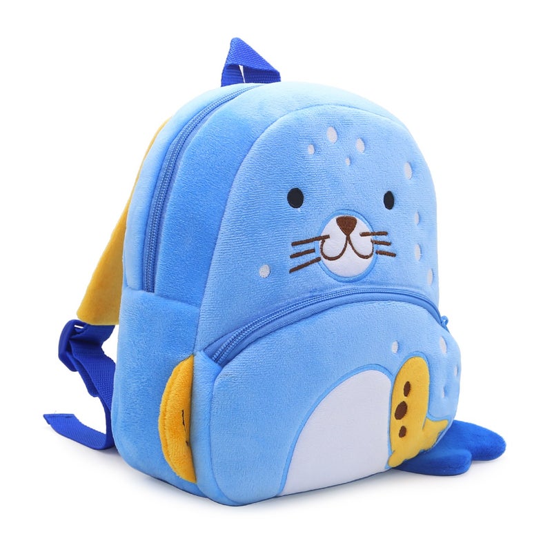 Plush Kids Backpack, Seal Animal Design, Soft Lightweight School Bag for Toddlers and Preschool Kids - Image 5