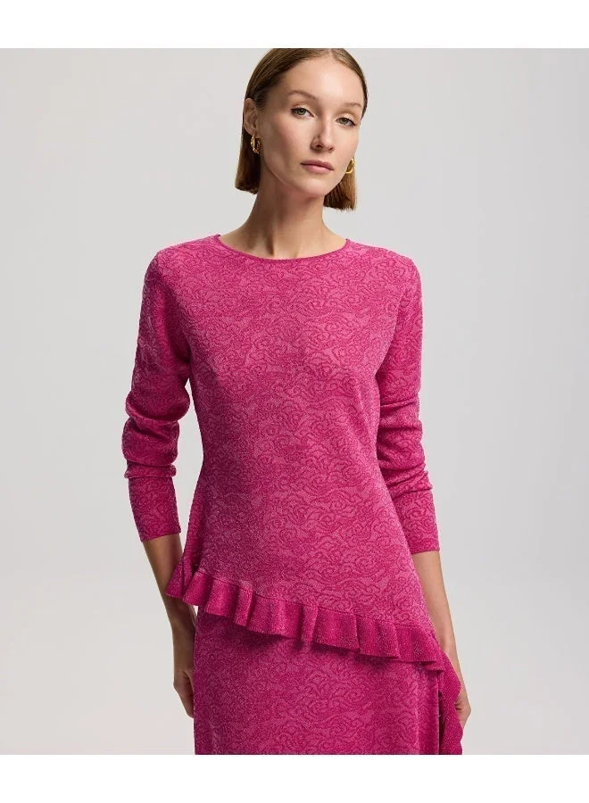Jacquard Long Sleeve Knit Top