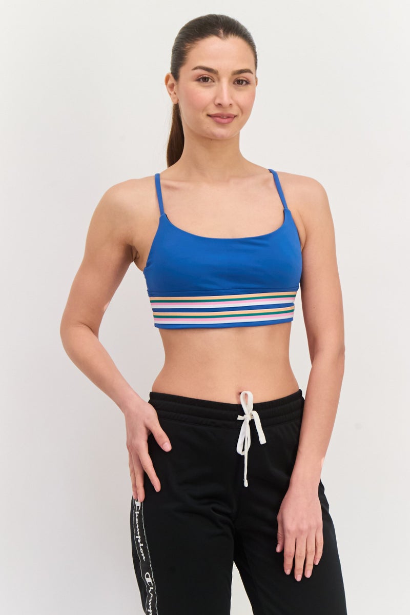 Hurley Women Padded Sports Bra, Teal Blue Combo - Image 1