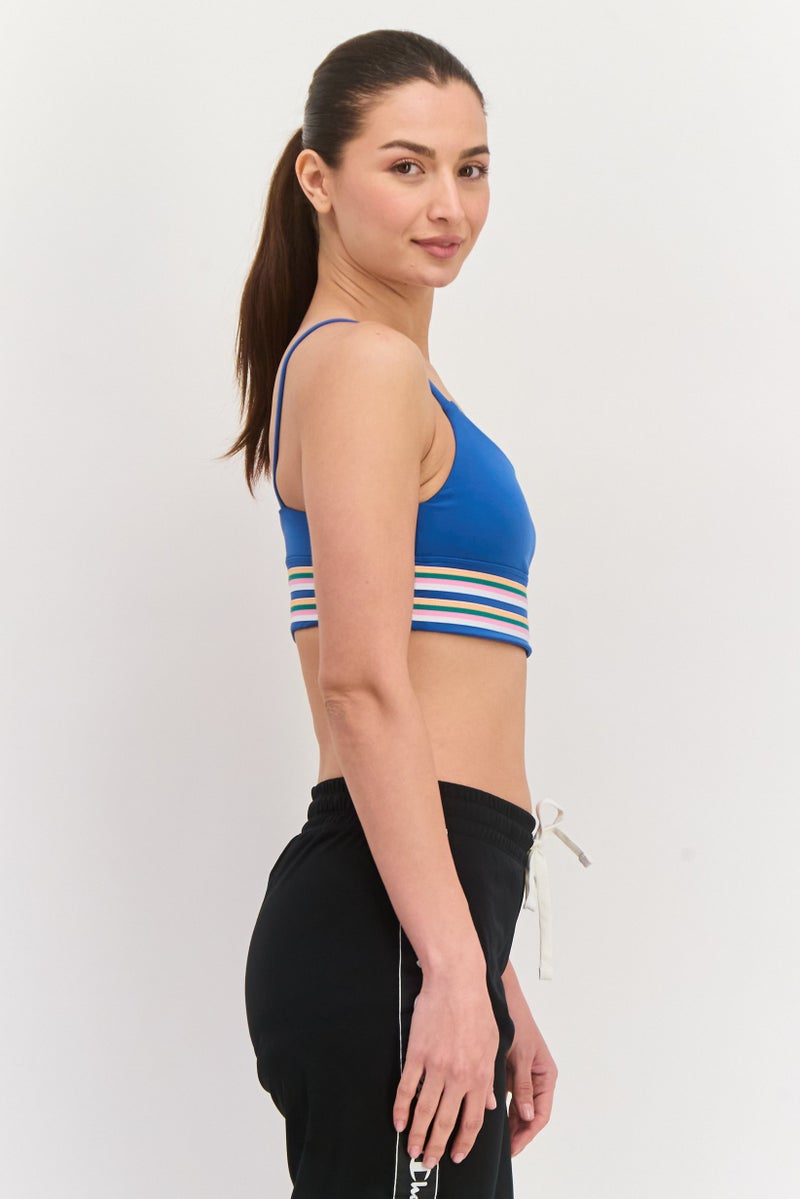 Hurley Women Padded Sports Bra, Teal Blue Combo - Image 4