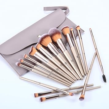 HEYMKGO Makeup Brushes 15 Pcs Make Up Brushes Set Professional Champagne Gold Makeup Brush Pack Foundation Blending Powder Blush Concealers Eyeshadow Eyeliner Makeup Brush Kits with Cosmetics Bag - Image 2