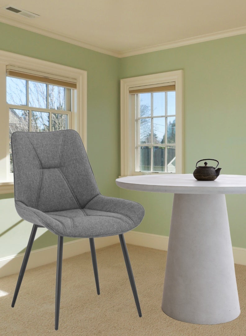 AFT Ergonomic Upholstered Dining Chair with Quilted Backrest – Sturdy Metal Legs, Soft Fabric Seat – Dimensions 85cm Height x 60cm Depth x 54cm Width – Seat Height 48cm – 130 KG Weight Capacity – Modern Design for Home or Office.   Dark Grey (Arfan) - Image 5