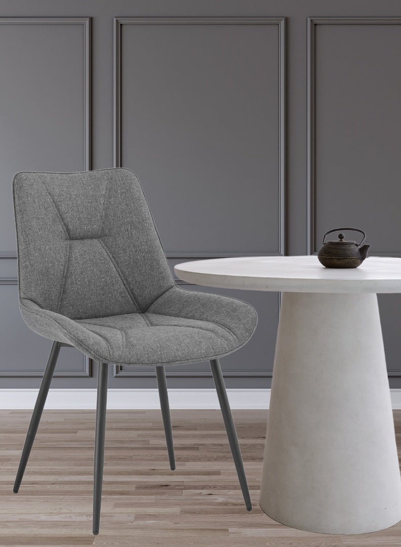 AFT Ergonomic Upholstered Dining Chair with Quilted Backrest – Sturdy Metal Legs, Soft Fabric Seat – Dimensions 85cm Height x 60cm Depth x 54cm Width – Seat Height 48cm – 130 KG Weight Capacity – Modern Design for Home or Office.   Dark Grey (Arfan) - Image 3