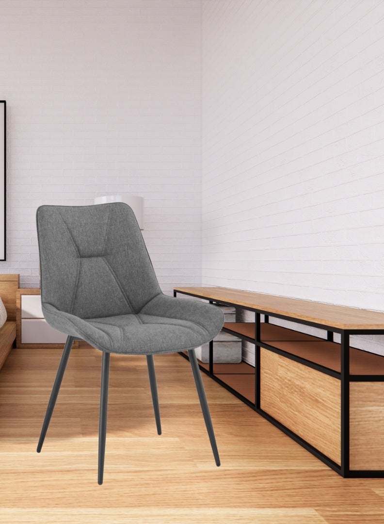 AFT Ergonomic Upholstered Dining Chair with Quilted Backrest – Sturdy Metal Legs, Soft Fabric Seat – Dimensions 85cm Height x 60cm Depth x 54cm Width – Seat Height 48cm – 130 KG Weight Capacity – Modern Design for Home or Office.   Dark Grey (Arfan) - Image 4
