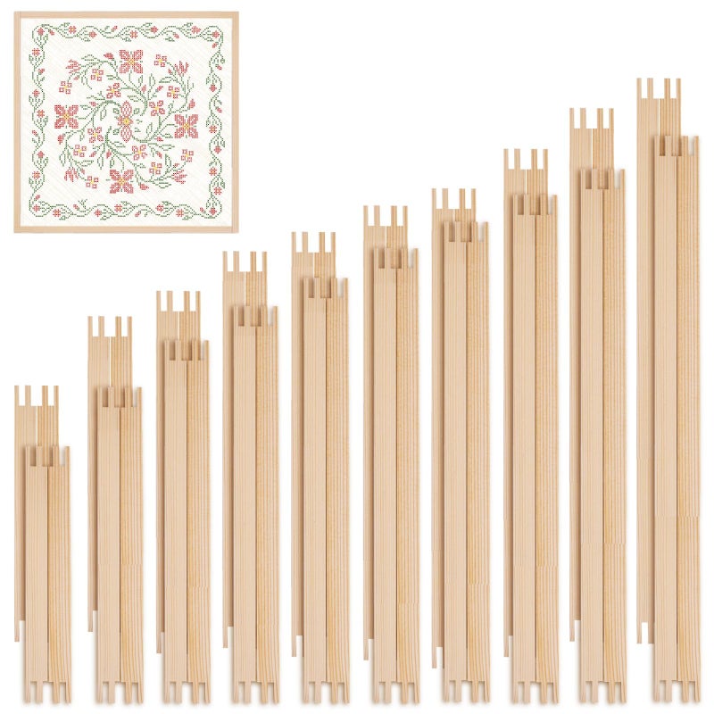 WodGod 20 Sets Needlepoint Stretcher Bars Set for Needlework 10 Sizes Wooden Canvas Splicing Stretcher Bars for Needlework Embroidery Needlepoint Framing Kits Crafts - Image 2