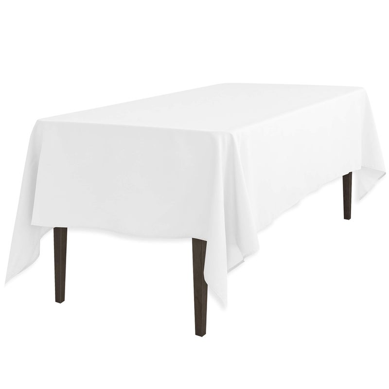 LTC LINENS LinenTablecloth 60 x 102-Inch Rectangular Polyester Tablecloth White - Image 1